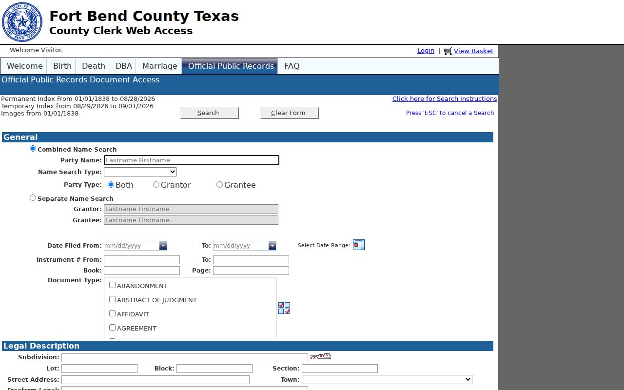 Sienna residents directory Fort Bend deed index