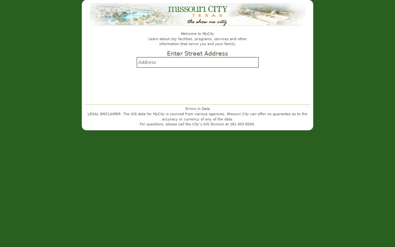 Sienna neighbors Missouri City GIS jurisdiction warning