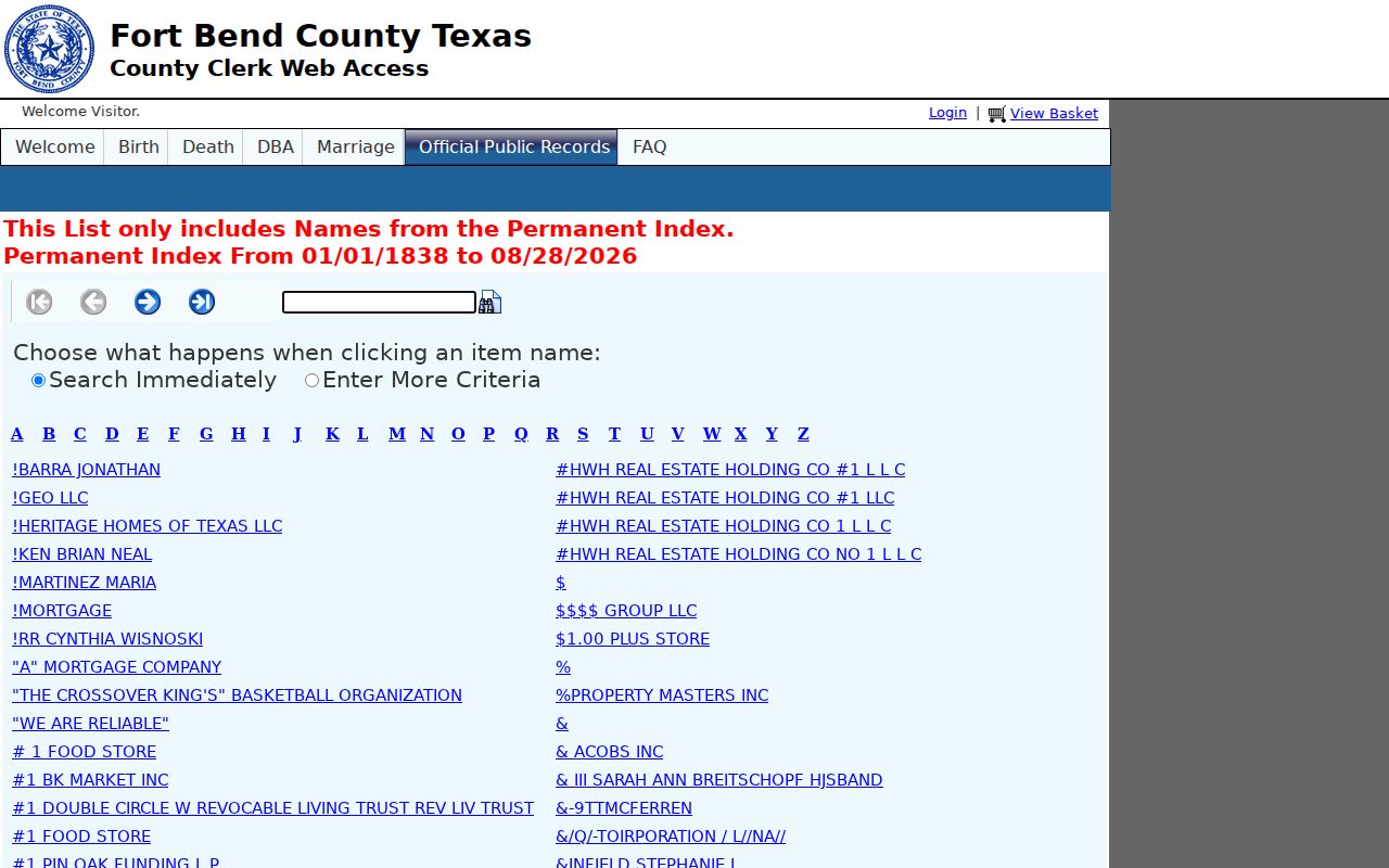 Sienna previous residents Fort Bend grantor index