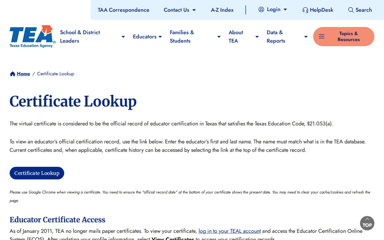 Sienna resident lookup Texas educator certificate lookup