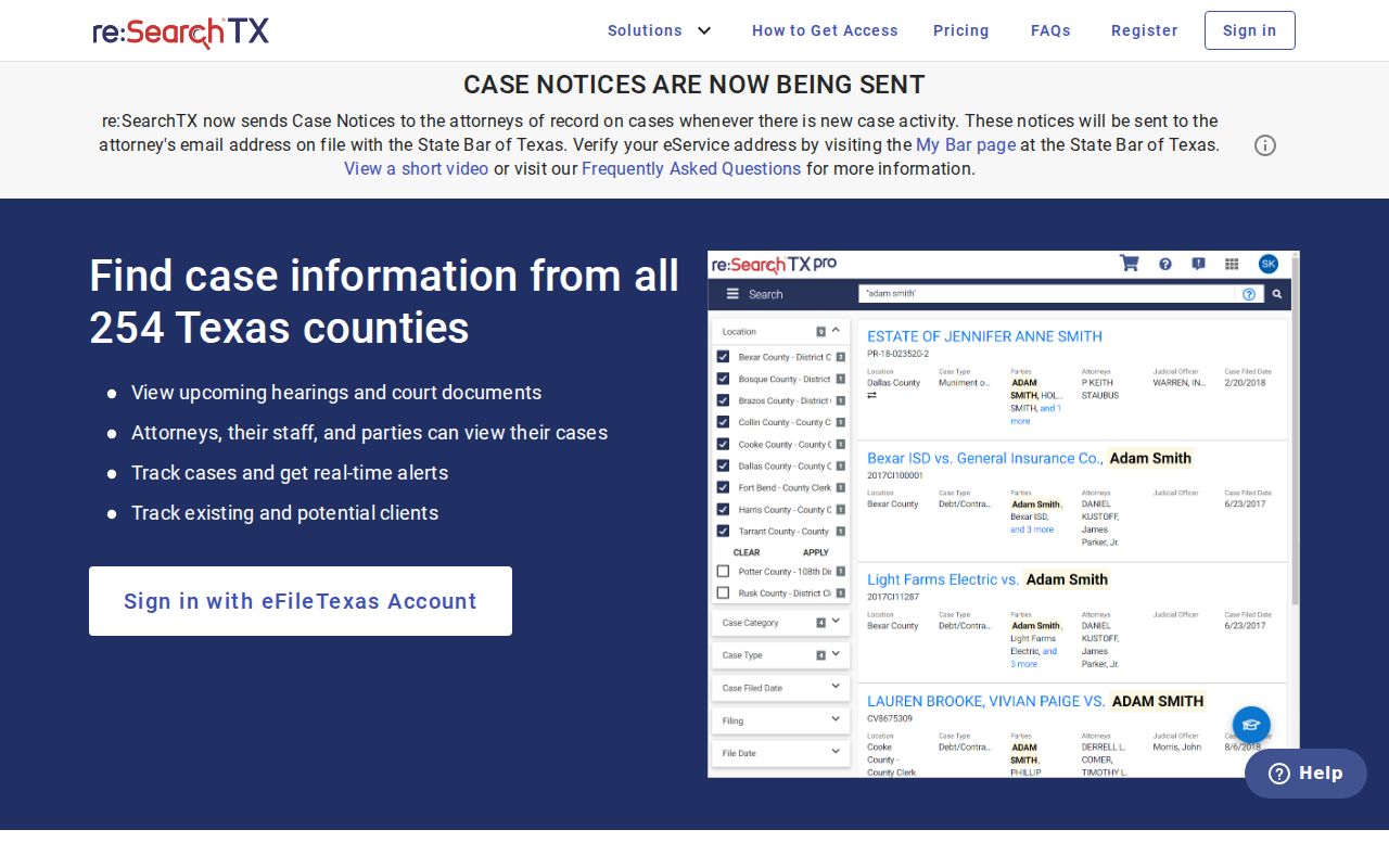 Sienna resident lookup Texas re SearchTX court search portal