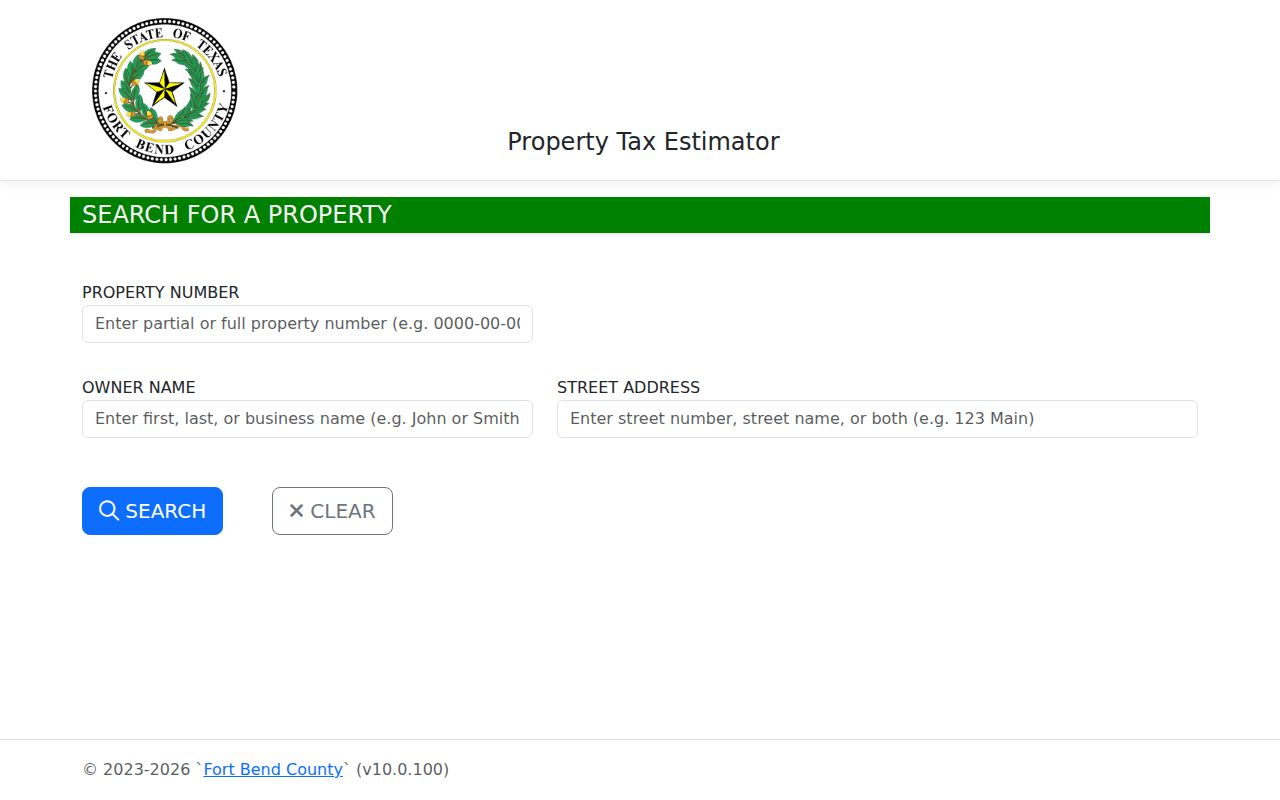 Sienna street directory Fort Bend property tax search